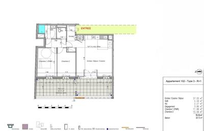 Appartement - 70 m² - 3 pièces