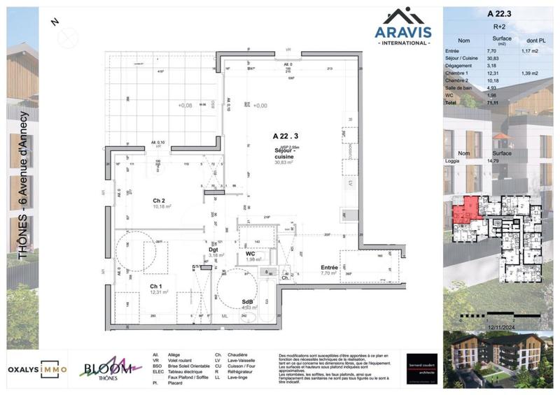 Appartement - 71 m² - 3 pièces