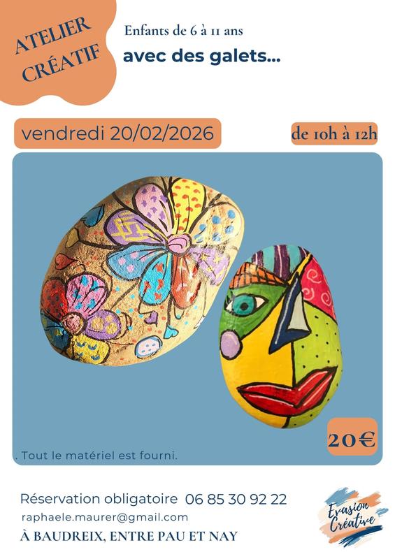 Atelier créatif : " avec des galets..." à Baudreix