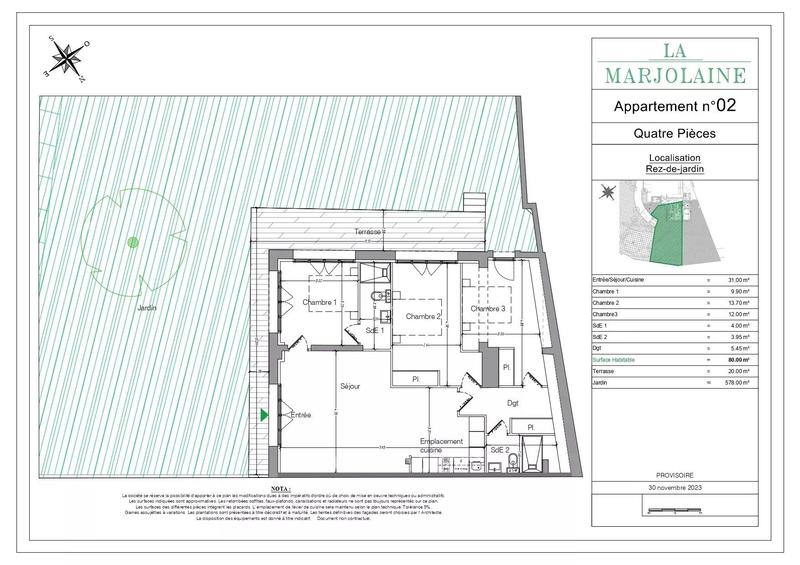 Appartement - 80 m² - 4 pièces