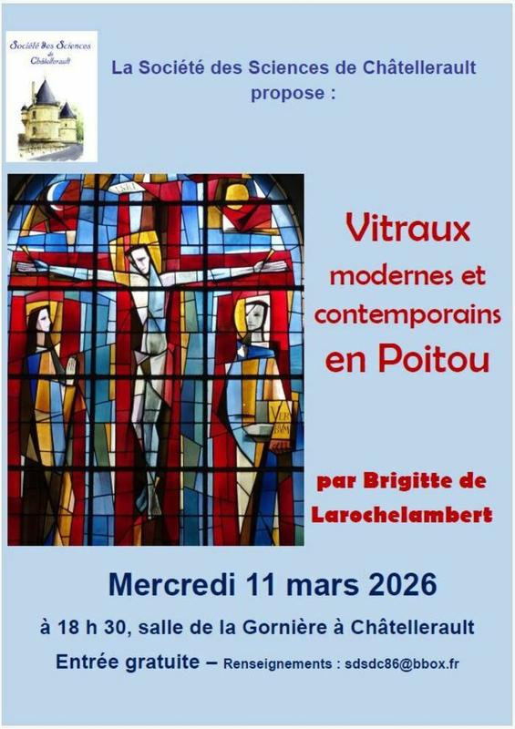 Vitraux modernes et contemporains en Poitou, conférence de Brigitte de Larochelambert
