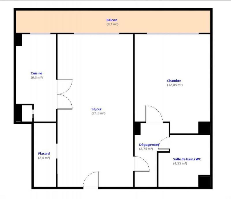 Appartement - 50 m² - 2 pièces