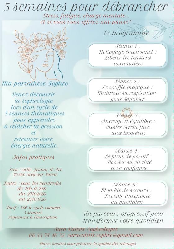Ateliers Sophrologie : 5 séances pour souffler