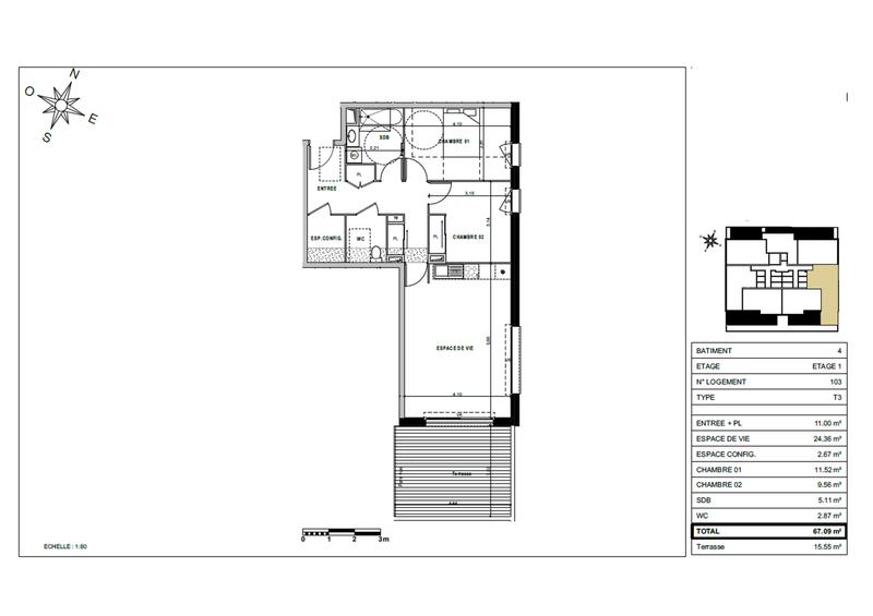 Appartement - 67 m² - 3 pièces