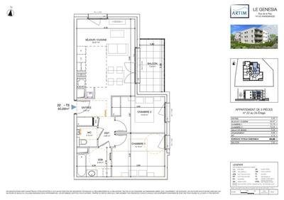 Appartement - 61 m² - 3 pièces