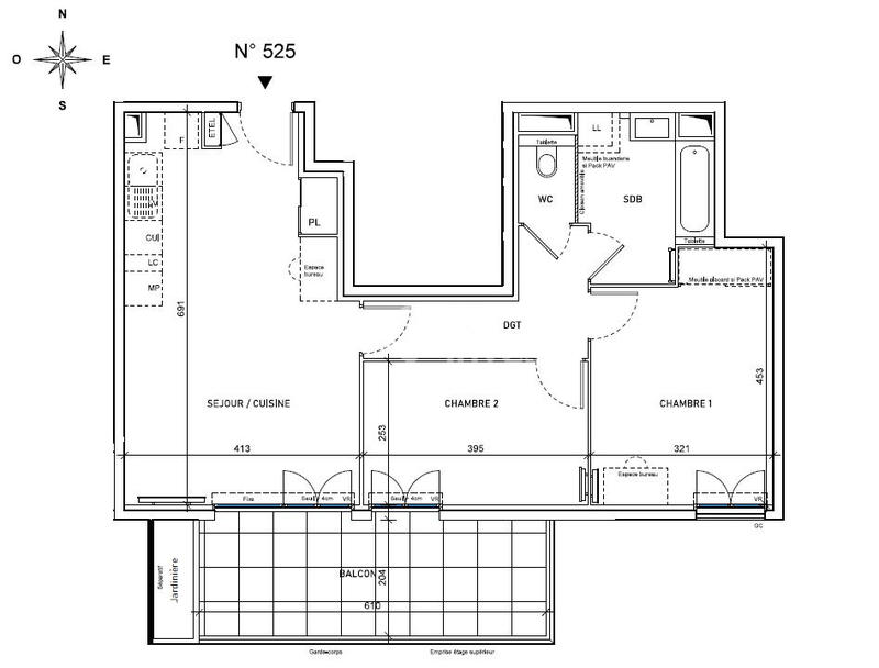 Appartement - 62 m² - 3 pièces