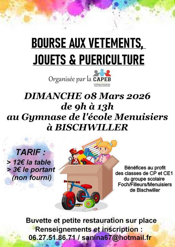 Bourse aux vêtements, jouets et puériculture