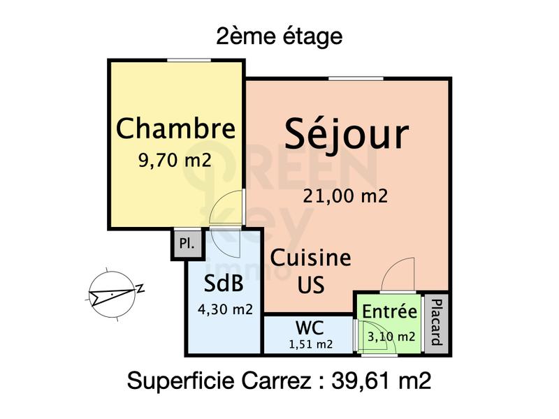 Appartement - 40 m² - 2 pièces