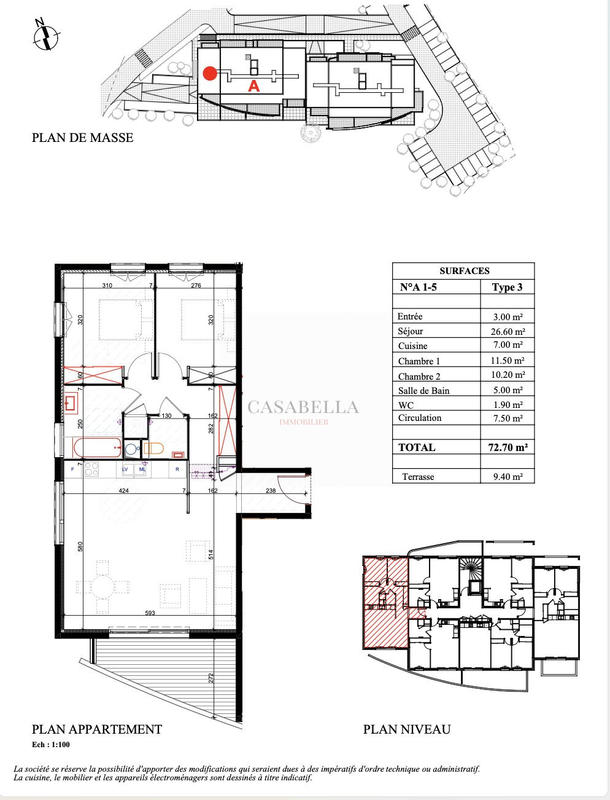 Appartement - 73 m² - 3 pièces