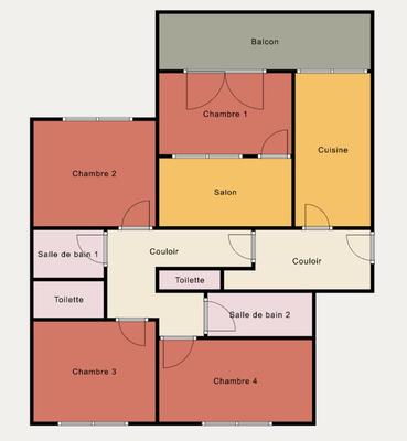 Chambre - 16 m² - 4 pièces