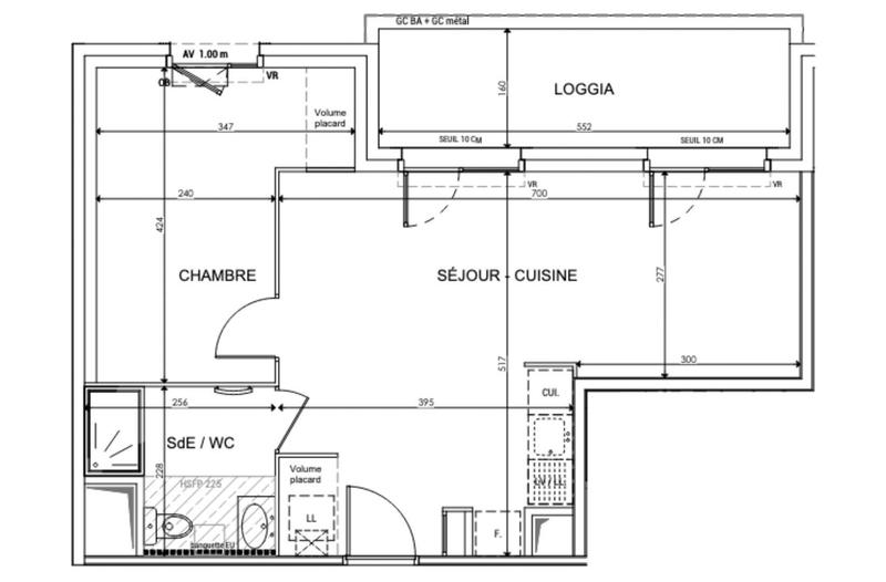 Appartement - 45 m² - 2 pièces
