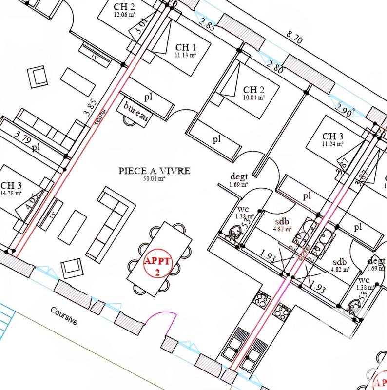 Appartement - 90 m² - 4 pièces