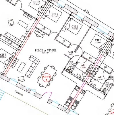 Appartement - 90 m² - 4 pièces