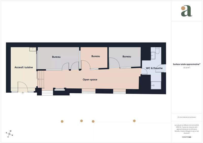 Bureau - 64 m² - 4 pièces