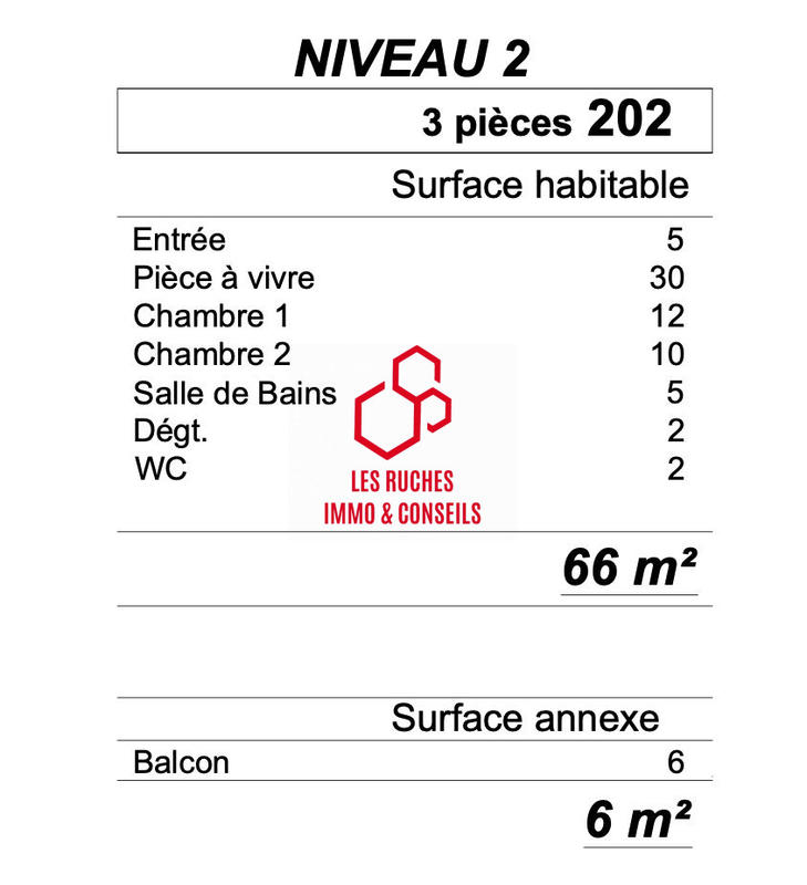 Appartement - 66 m² - 3 pièces