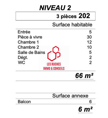 Appartement - 66 m² - 3 pièces