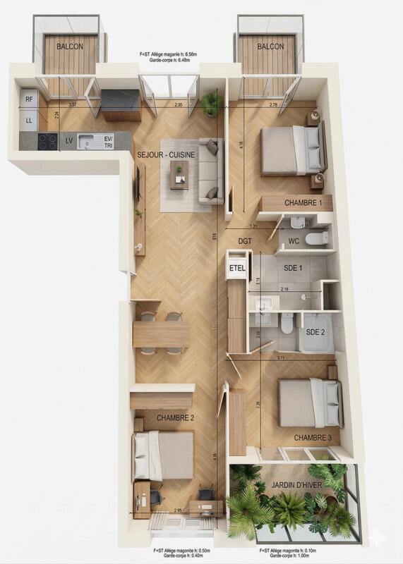 Appartement - 90 m² - 4 pièces