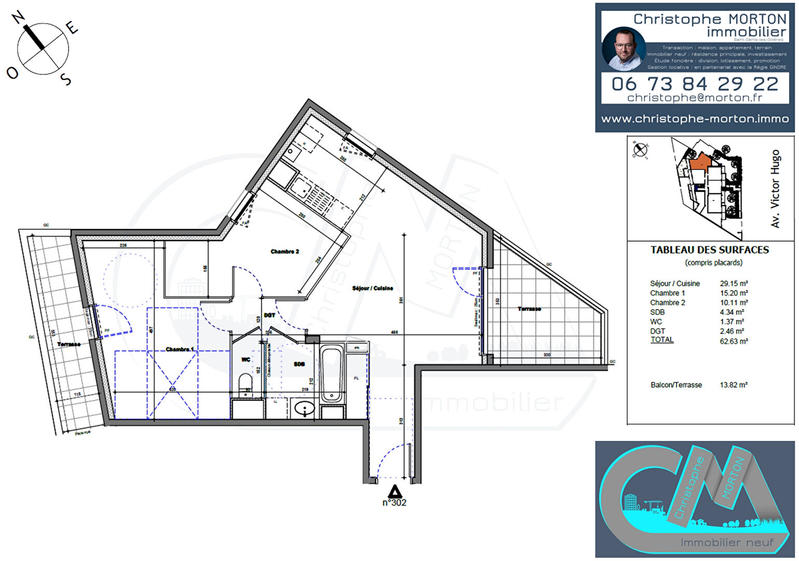 Appartement - 63 m² - 3 pièces