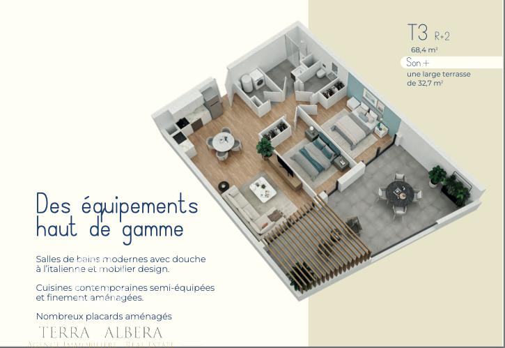 Appartement - 63 m² - 3 pièces