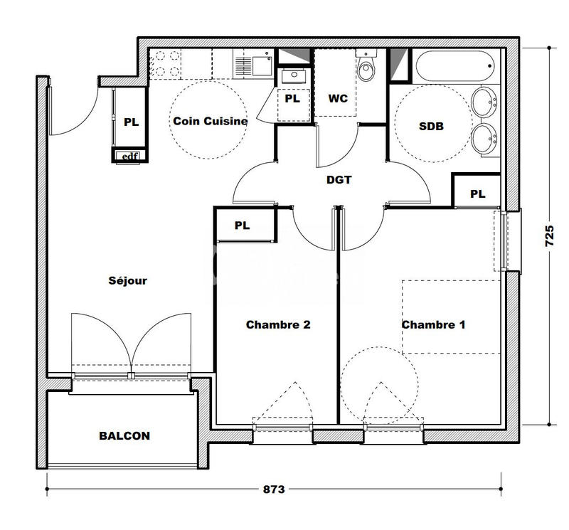 Appartement - 57 m² - 3 pièces