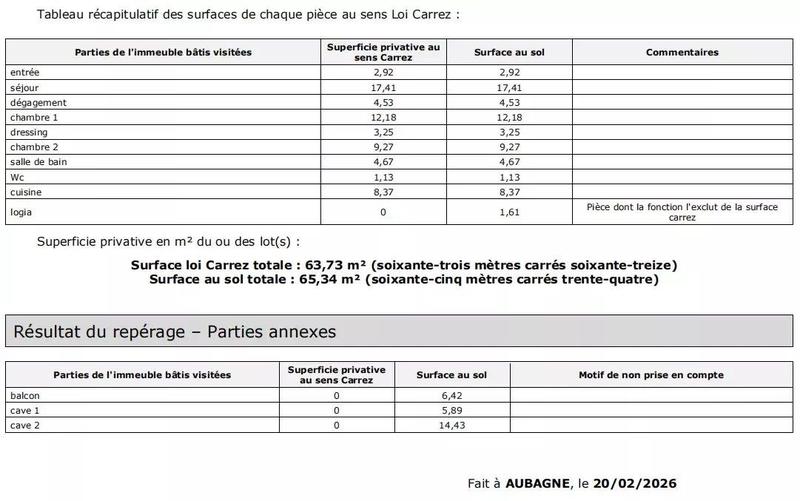 Appartement - 64 m² - 3 pièces