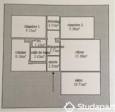 Chambre - 10 m² - 1 pièce