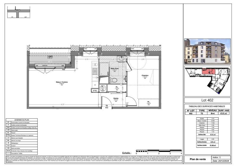 Appartement - 47 m² - 2 pièces