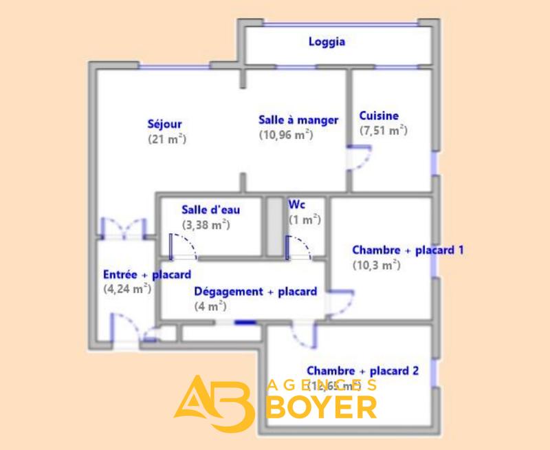 Appartement - 83 m² - 3 pièces