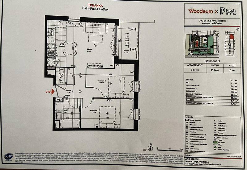 Appartement - 58 m² - 3 pièces