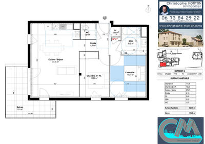 Appartement - 63 m² - 3 pièces
