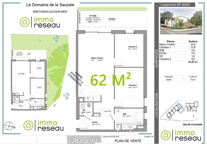 Appartement - 62 m² - 3 pièces