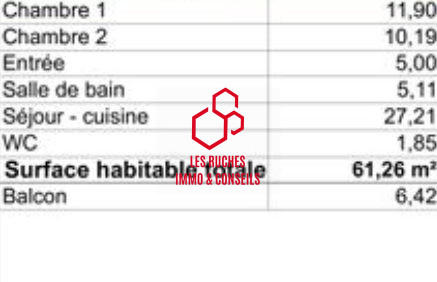 Appartement - 61 m² - 3 pièces