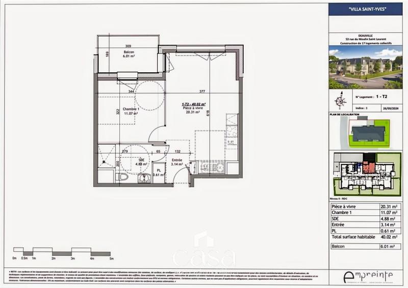 Appartement - 40 m² - 2 pièces