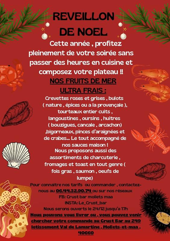 Réveillon de Noël au Crust bar à Moliets et Maâ