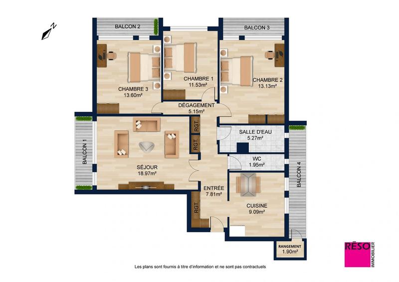 Appartement - 87 m² - 4 pièces