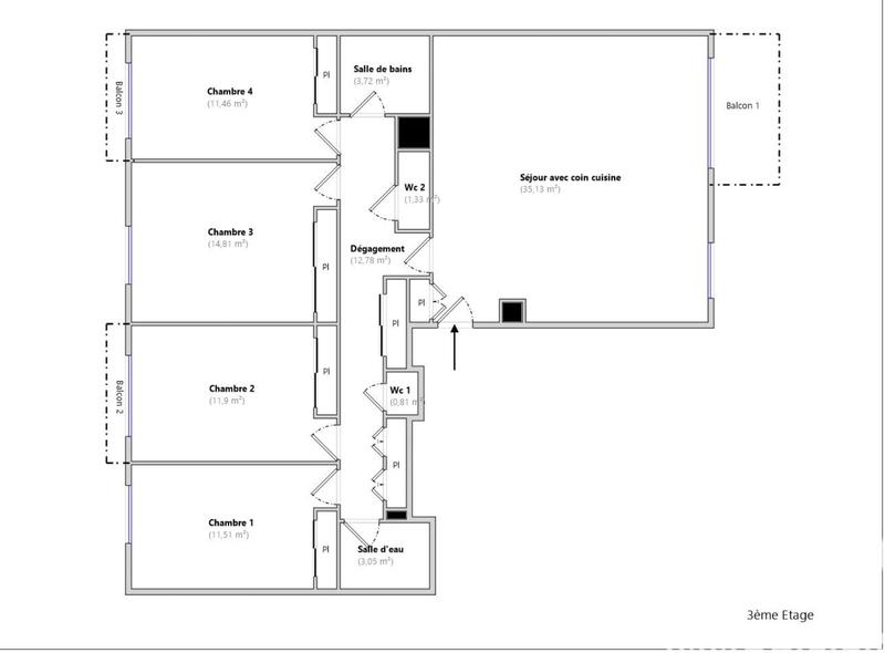 Appartement - 107 m² - 5 pièces