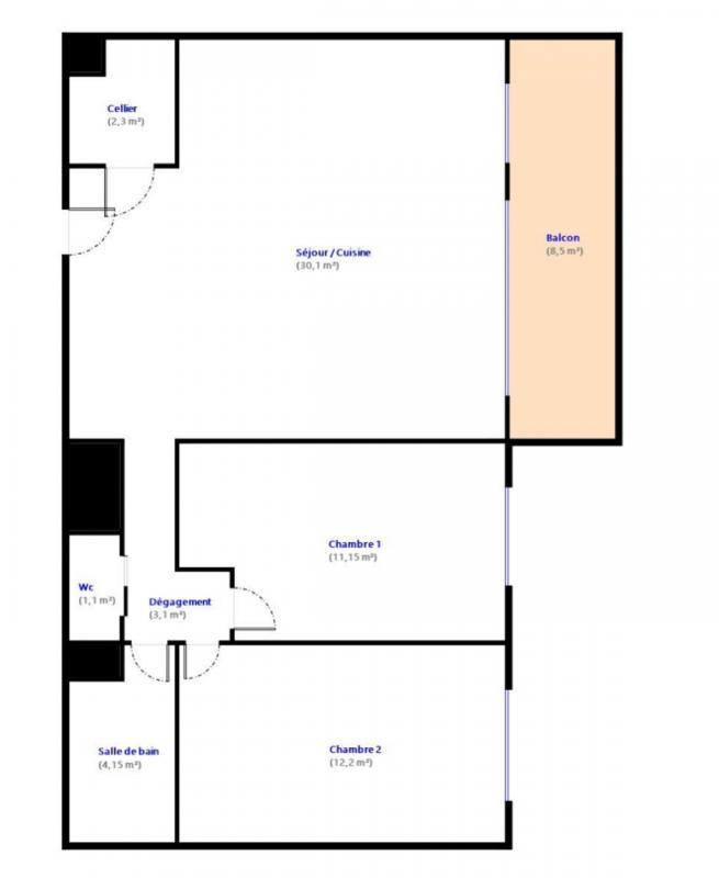 Appartement - 64 m² - 3 pièces