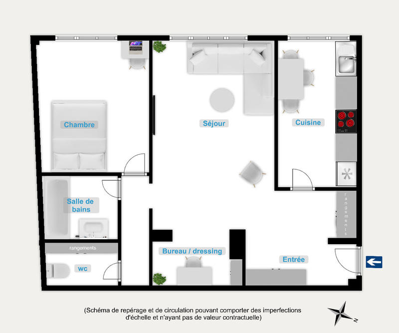 Appartement - 57 m² - 2 pièces