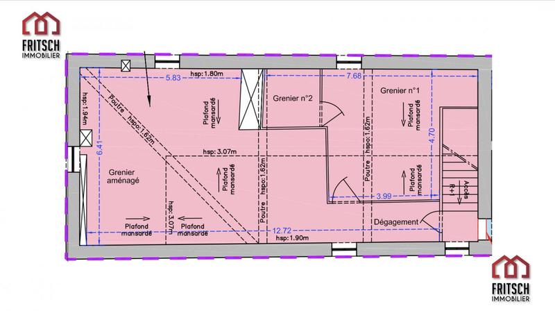 Appartement ancien - 82 m² - 1 pièce