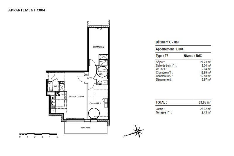 Appartement - 63 m² - 3 pièces