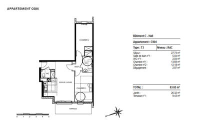 Appartement - 63 m² - 3 pièces