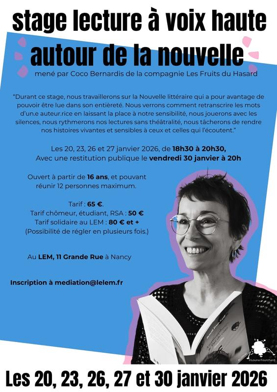 Stage Lecture à Voix Haute - la Nouvelle avec Coco Bernardis