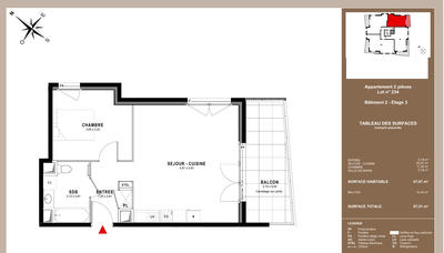 Appartement - 47 m² - 2 pièces