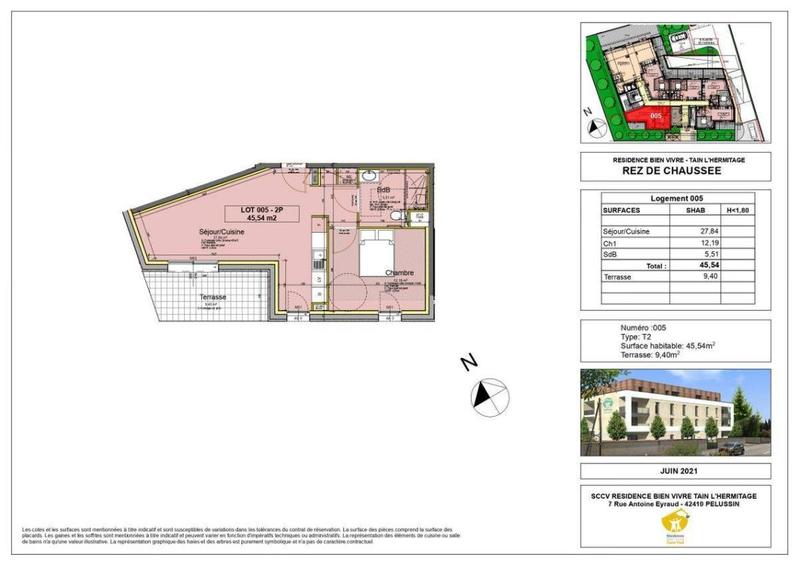 Appartement - 45 m² - 2 pièces