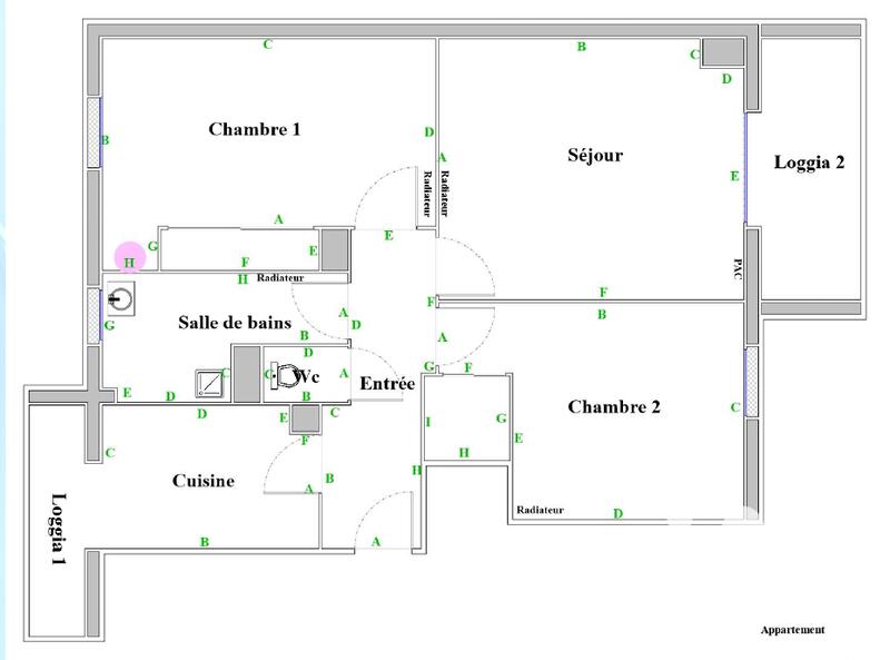 Appartement - 55 m² - 3 pièces