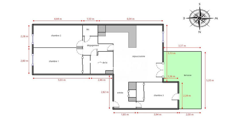 Appartement - 74 m² - 4 pièces