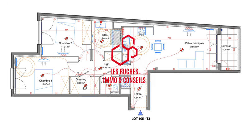Appartement - 68 m² - 3 pièces