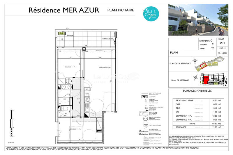 Appartement - 59 m² - 3 pièces