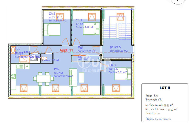 Appartement - 93 m² - 4 pièces