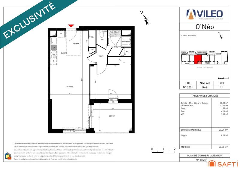 Appartement - 50 m² - 2 pièces